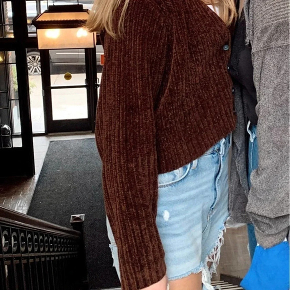 Brown Vintage Button Up Sweater Cardigan Large Pinterest Sweater - Picture 9 of 9